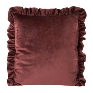 Poszewka dekoracyjna 45x45 Velvet czerwona falbanka welurowa Eurofirany