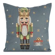 Poszewka świąteczna 45x45 Dziadek do orzechów szara zielona gobelinowa 6080 Eurofirany