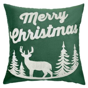 Poszewka świąteczna 45x45 Renifer zielona butelkowa Merry Christmas BN23