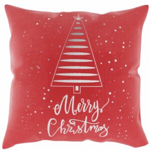 Poszewka świąteczna 45x45 Tree czerwona srebrna choinka Merry Christmas BN23