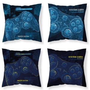 Poszewka świecąca w ciemności 40x40 game over pady granatowa fluorescencyjna