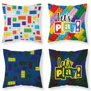 Poszewka świecąca w ciemności 40x40 klocki konstrukcyjne kolorowe fluorescencyjna