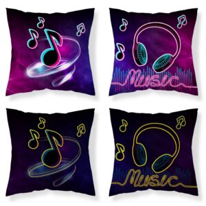 Poszewka świecąca w ciemności 40x40 player słuchawki fioletowa PF 09 fluorescencyjna