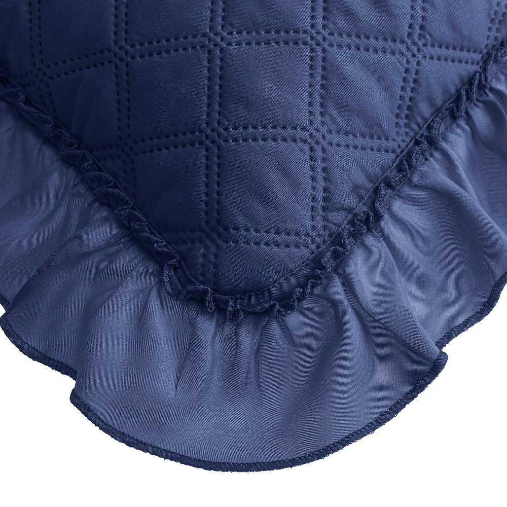 Poszewka z falbanką 45x45 Ruffy granatowa falbanka romby glamour dekoracyjna do narzuty - obrazek 2