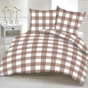 Poszewka z kory 40x40 171b beżowa biała kratka zapinana na zamek 100% bawełna