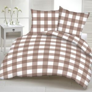 Poszewka z kory 70x80 171b beżowa biała kratka zapinana na guziki