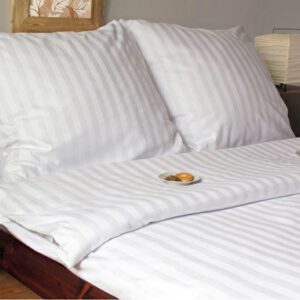 Poszwa adamaszkowa 160x200 Tivoli biała paski 1 cm na zakład 30cm 140 g/m2 satynowo atłasowa