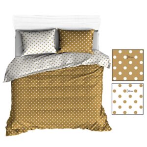 Poszwa bawełniana 140x200 R138 biała beżowa grochy 330N 344N