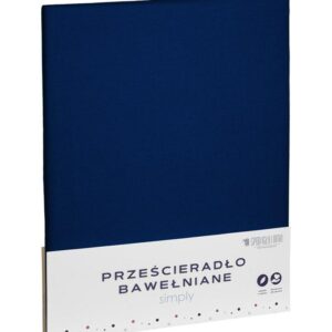Prześcieradło bawełniane 140x200 granatowe jednobarwne Simply