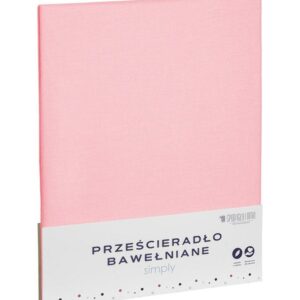 Prześcieradło bawełniane 220x200 różowe pudrowe jednobarwne Simply
