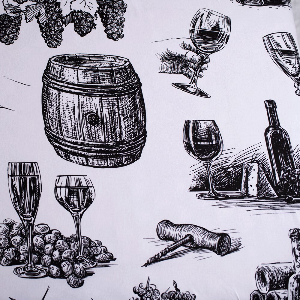 Prześcieradło bawełniane z gumką 90x200 Wino beczki białe czarne - obrazek 3