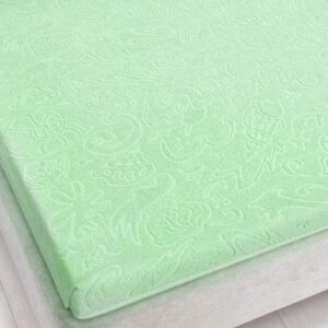 Prześcieradło frotte bez gumki 150x205 Tulipan zielone jaśminowe 5546 żakardowe