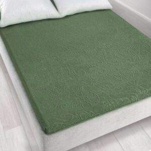 Prześcieradło frotte bez gumki 175x220 Tulipan 4 zielone żakardowe Zwoltex