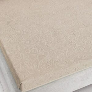 Prześcieradło frotte bez gumki 175x220 Tulipan Sepia beżowe 5908 żakardowe