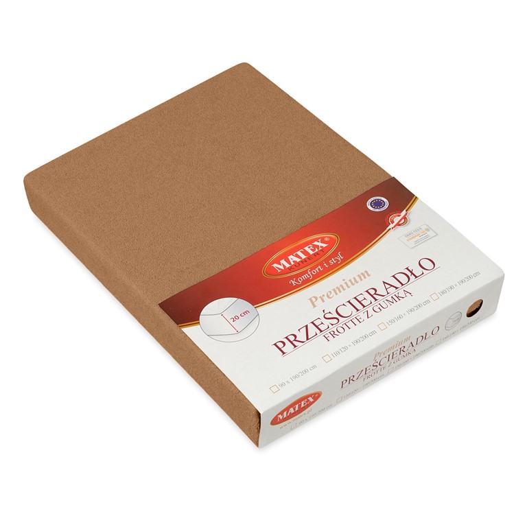 Prześcieradło frotte z gumką 120x200 brązowe 17 Premium - obrazek 3
