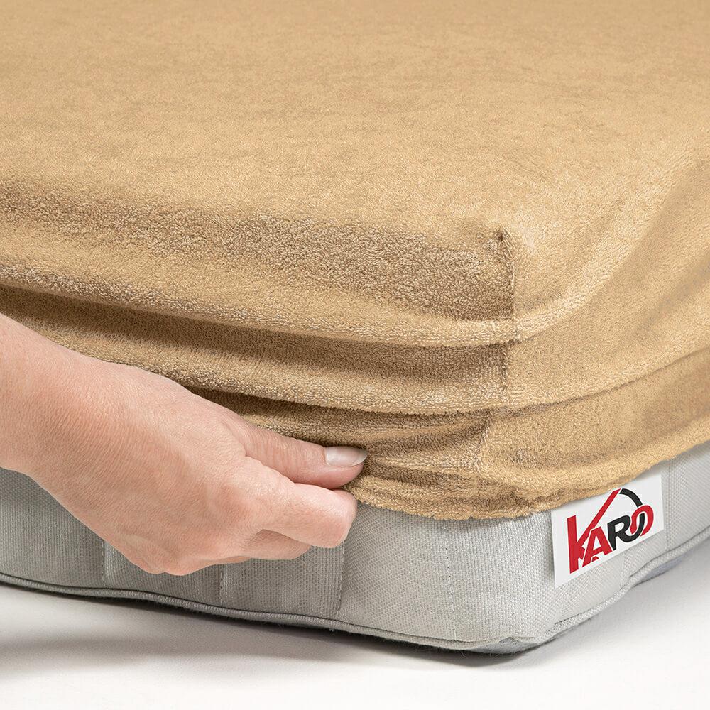 Prześcieradło frotte z gumką 200x200 beżowe 009 grube 200g/m2 KARO - obrazek 2