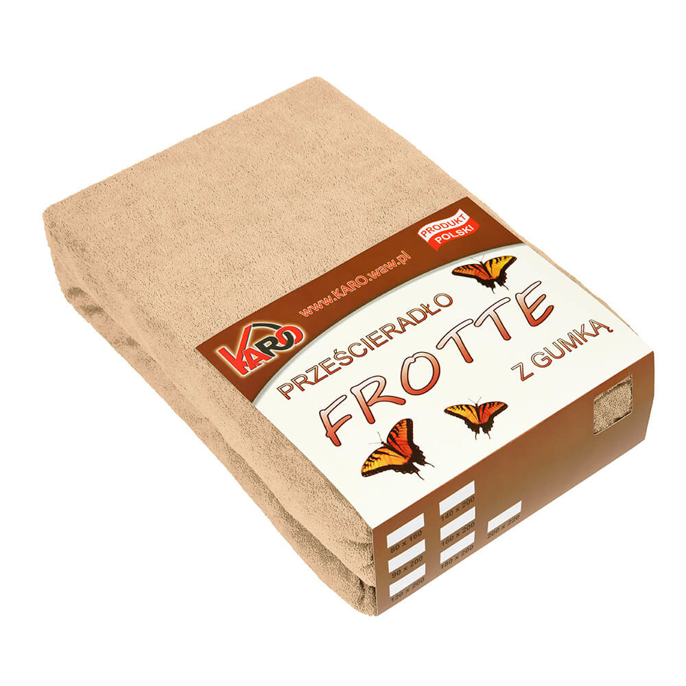 Prześcieradło frotte z gumką 200x200 beżowe 009 grube 200g/m2 KARO