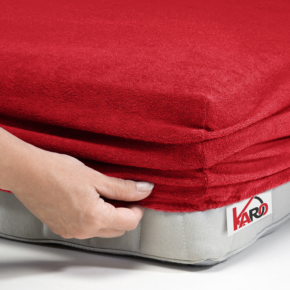Prześcieradło frotte z gumką 200x200 czerwone 024 grube 200g/m2 KARO - obrazek 2