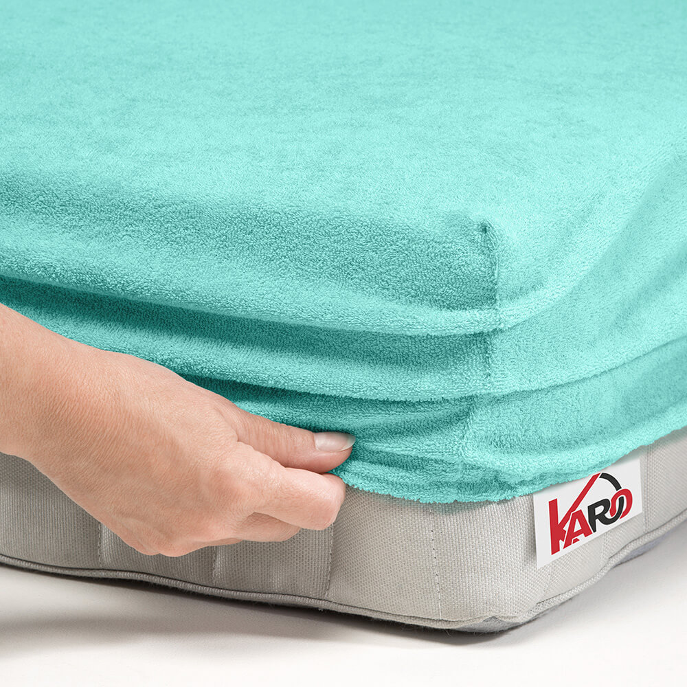 Prześcieradło frotte z gumką 80x160 miętowe 054 grube 200g/m2 KARO - obrazek 2