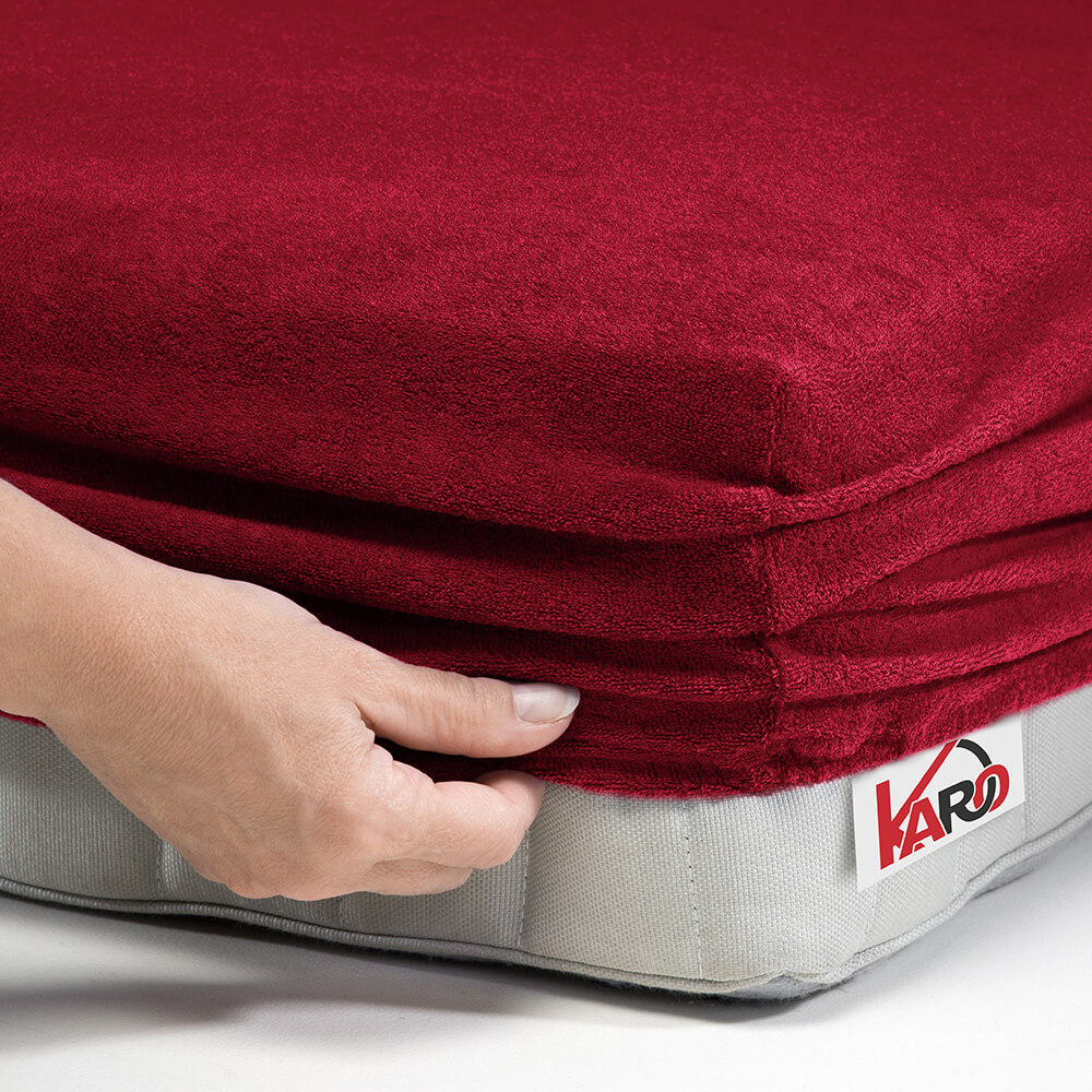 Prześcieradło frotte z gumką 80x200 bordowe 026 grube 200g/m2 KARO - obrazek 2