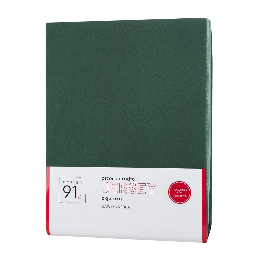 Prześcieradło jersey z gumką 180x200 zielone ciemne na wysoki materac 30 cm 125 g/m2 - obrazek 2