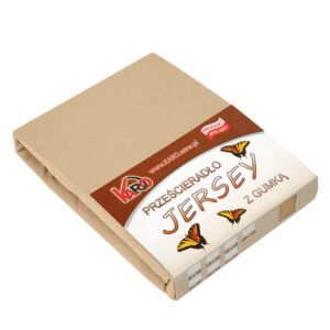 Prześcieradło jersey z gumką 200x200 beżowe ciemne 010 grube 150g/m2 KARO
