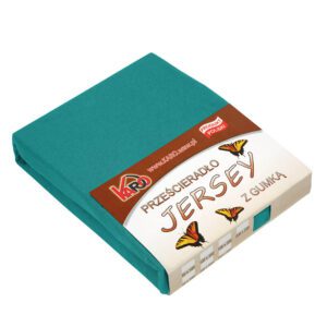 Prześcieradło jersey z gumką 70x140 turkusowe ciemne 016 grube 150g/m2 KARO