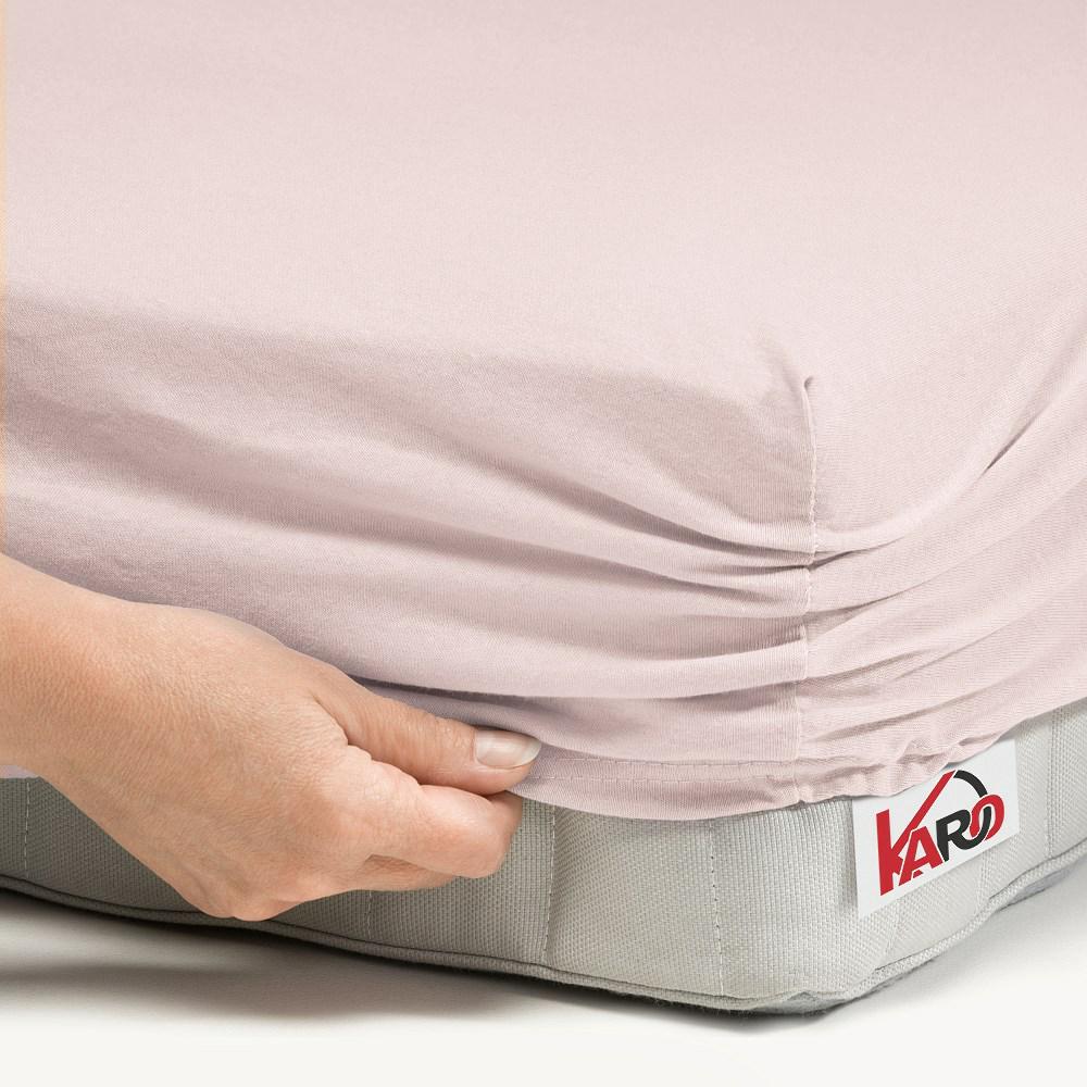 Prześcieradło jersey z gumką 80x160 różowe pudrowe 064 grube 150g/m2 KARO - obrazek 2
