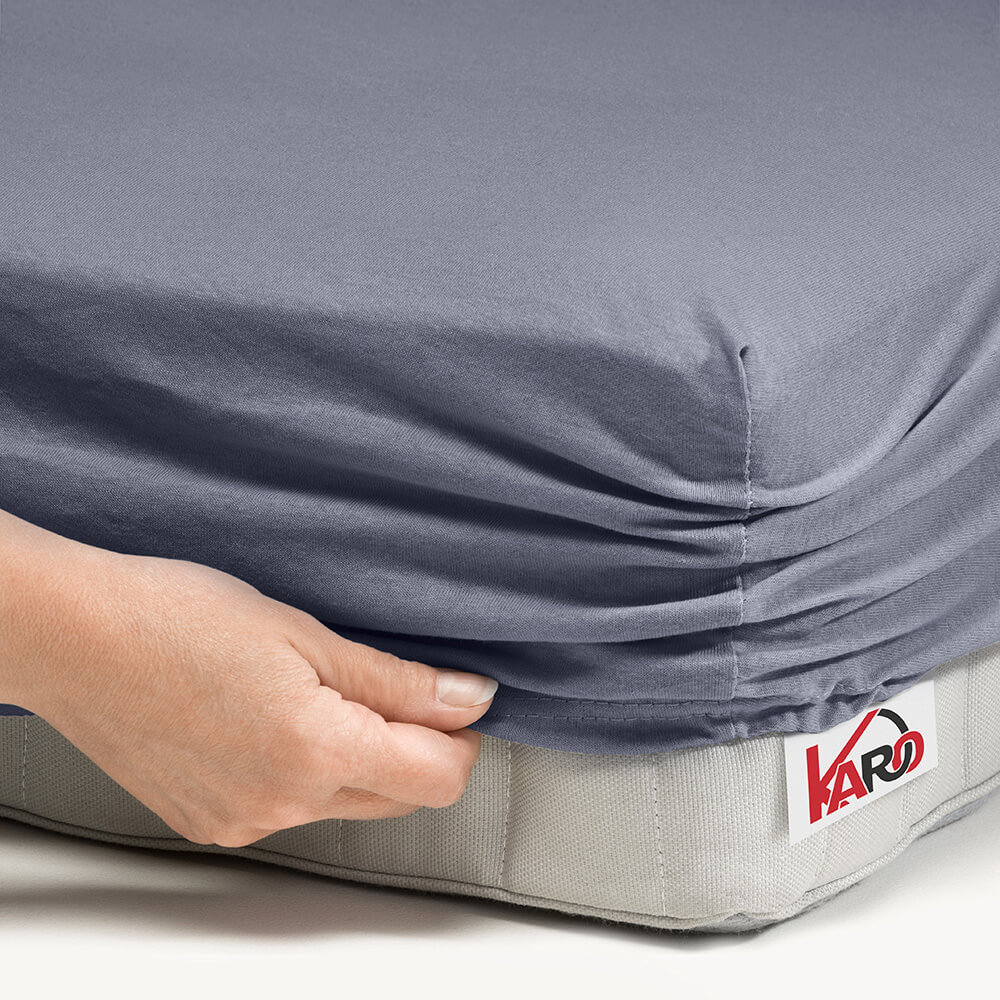 Prześcieradło jersey z gumką 80x180 grafitowe 070 grube 150g/m2 KARO - obrazek 2
