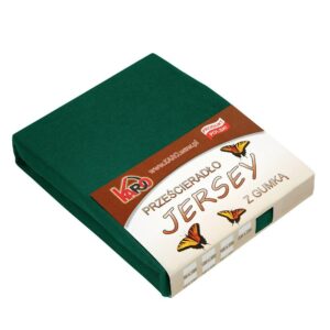 Prześcieradło jersey z gumką 90x200 zielone butelkowe 074 grube 150g/m2 KARO