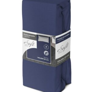 Prześcieradło jersey z gumką soft 140x200 granatowe na materac 25 cm