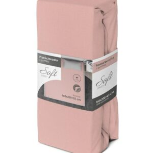 Prześcieradło jersey z gumką soft 160x200 różowe na materac 25 cm