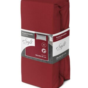 Prześcieradło jersey z gumką soft 180x200 czerwone na materac 25 cm