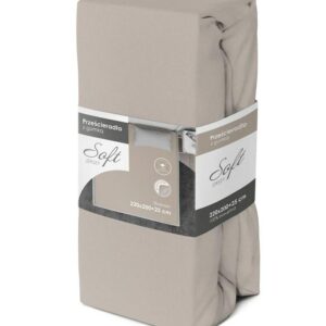 Prześcieradło jersey z gumką soft 220x200 szare na materac 25 cm