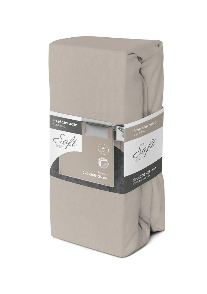 Prześcieradło jersey z gumką soft 220x200 szare na materac 25 cm