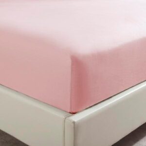 Prześcieradło satynowe z gumką 120x200 pudrowe różowe jednobarwne na wysoki materac