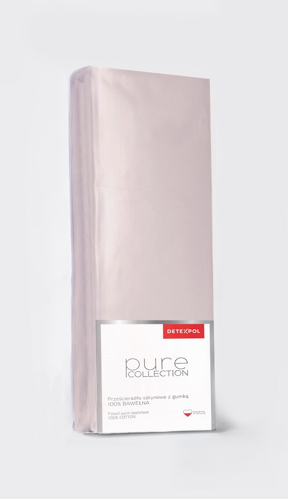 Prześcieradło satynowe z gumką 140x200 różowe pudrowe jednobarwne Pure - obrazek 3