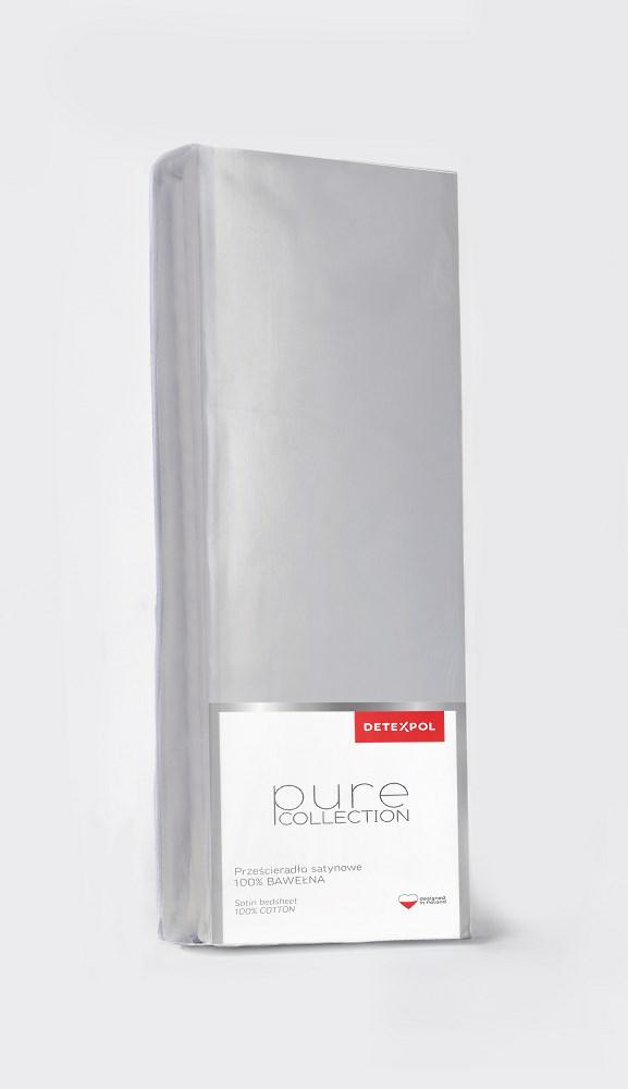 Prześcieradło satynowe 160x200 szare jasne bez gumki jednobarwne Pure - obrazek 4