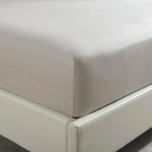 Prześcieradło satynowe z gumką 180x200 taupe jednobarwne na wysoki materac I24