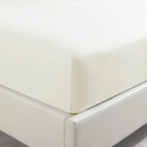 Prześcieradło satynowe z gumką 90x200 białe jednobarwne na wysoki materac I24