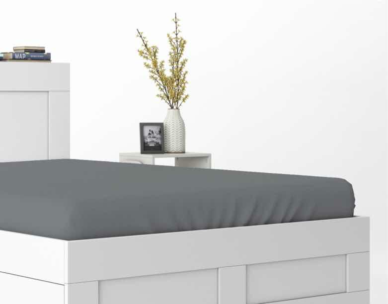 Prześcieradło satynowe z gumką 180x200 szare ciemne jednobarwne Pure - obrazek 6