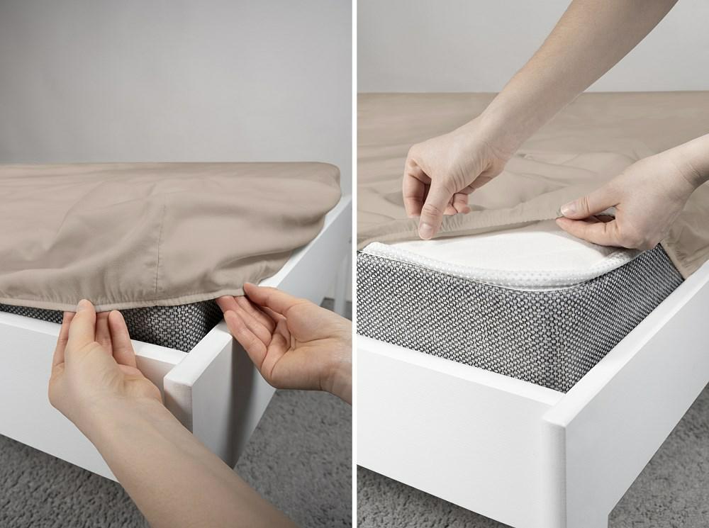 Prześcieradło z mikrofibry 120x200 beżowe jednobarwne z gumką Poly - obrazek 4