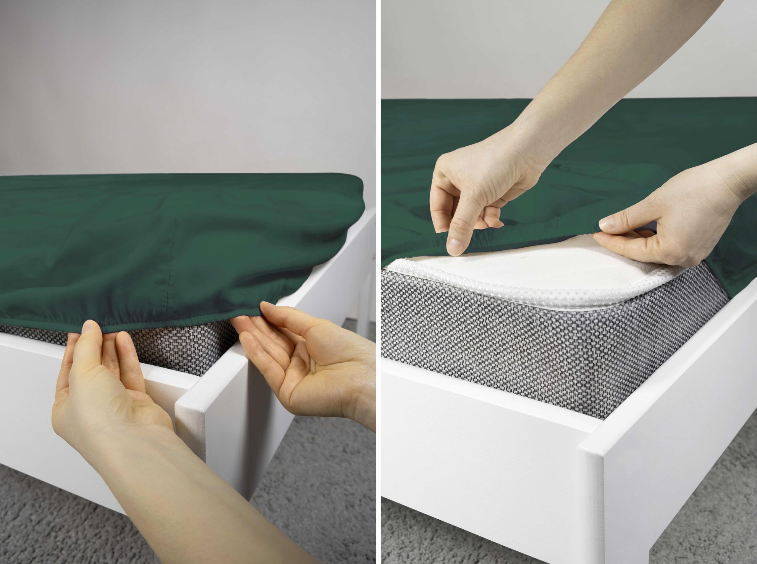 Prześcieradło z mikrofibry 140x200 zielone jednobarwne z gumką Poly - obrazek 3