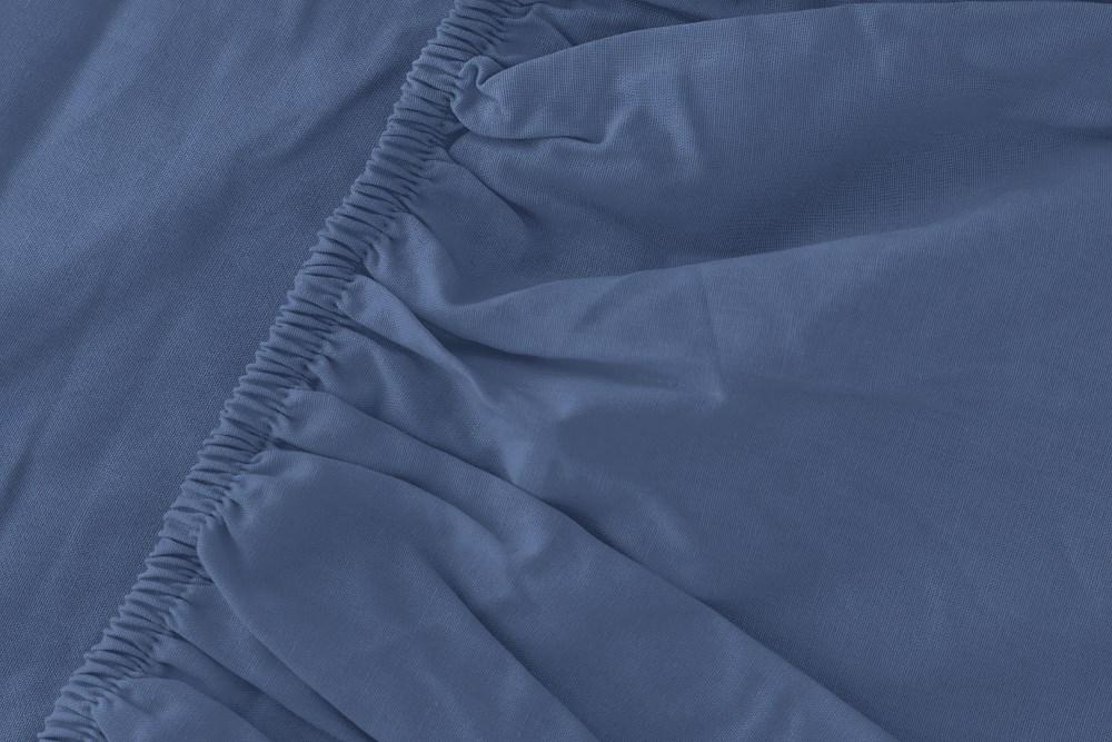 Prześcieradło z mikrofibry 220x200 niebieskie jednobarwne z gumką Poly - obrazek 2