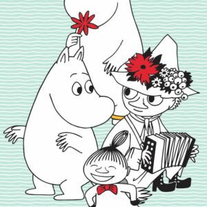 Ręczniczek do przedszkola 30x50 Muminki miętowy 7686 Moomins dziecięcy bawełniany Mała Mi Włóczykij Migotka do rąk