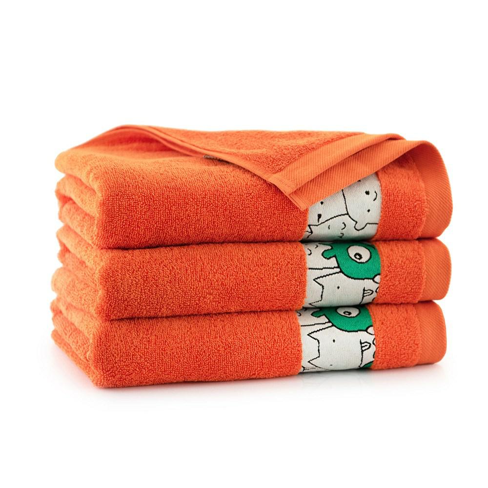 Ręcznik 30x50 Slames zwierzątka Oranż-K17-5195 pomarańczowy frotte bawełniany dziecięcy do przedszkola - obrazek 4