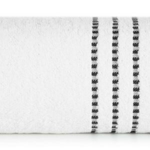 Ręcznik 50x90 Fiore biały 500g/m2 frotte ozdobiony bordiurą w postaci cienkich paseczków Eurofirany