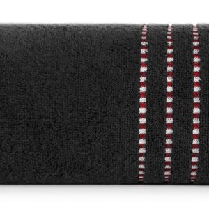Ręcznik 50x90 Fiore czarny 500g/m2 frotte ozdobiony bordiurą w postaci cienkich paseczków Eurofirany
