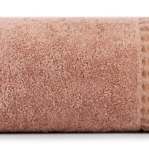 Ręcznik Avinion 50x90 pudrowy frotte z ozdobną bordiurą z wzorem wafla 500 g/m2 Terra Collection Eurofirany