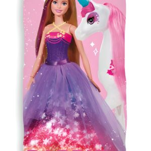 Ręcznik dziecięcy 70x140 Barbie różowy plażowy bawełniany C24
